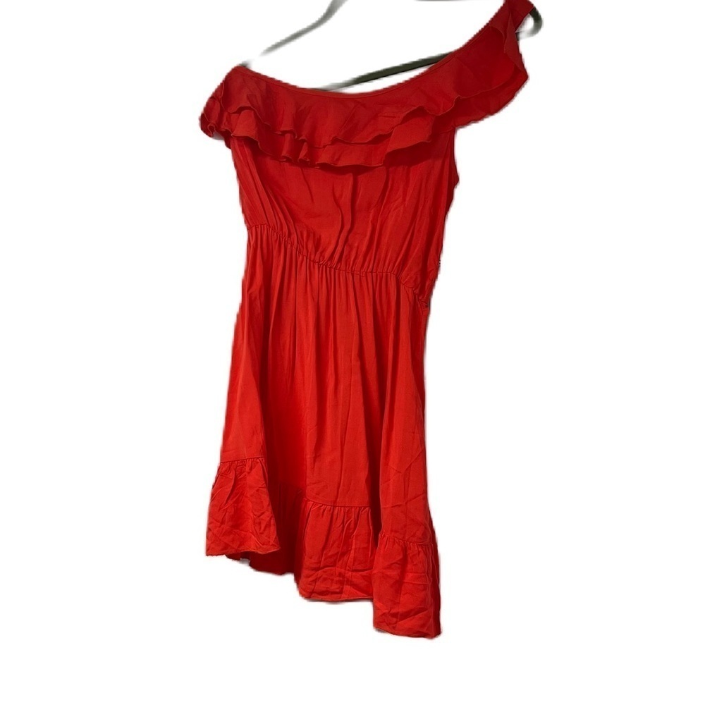 Trixxi Woman's Red One Shoulder sz s NWT Ruffle bohemian casual mini elastic fun